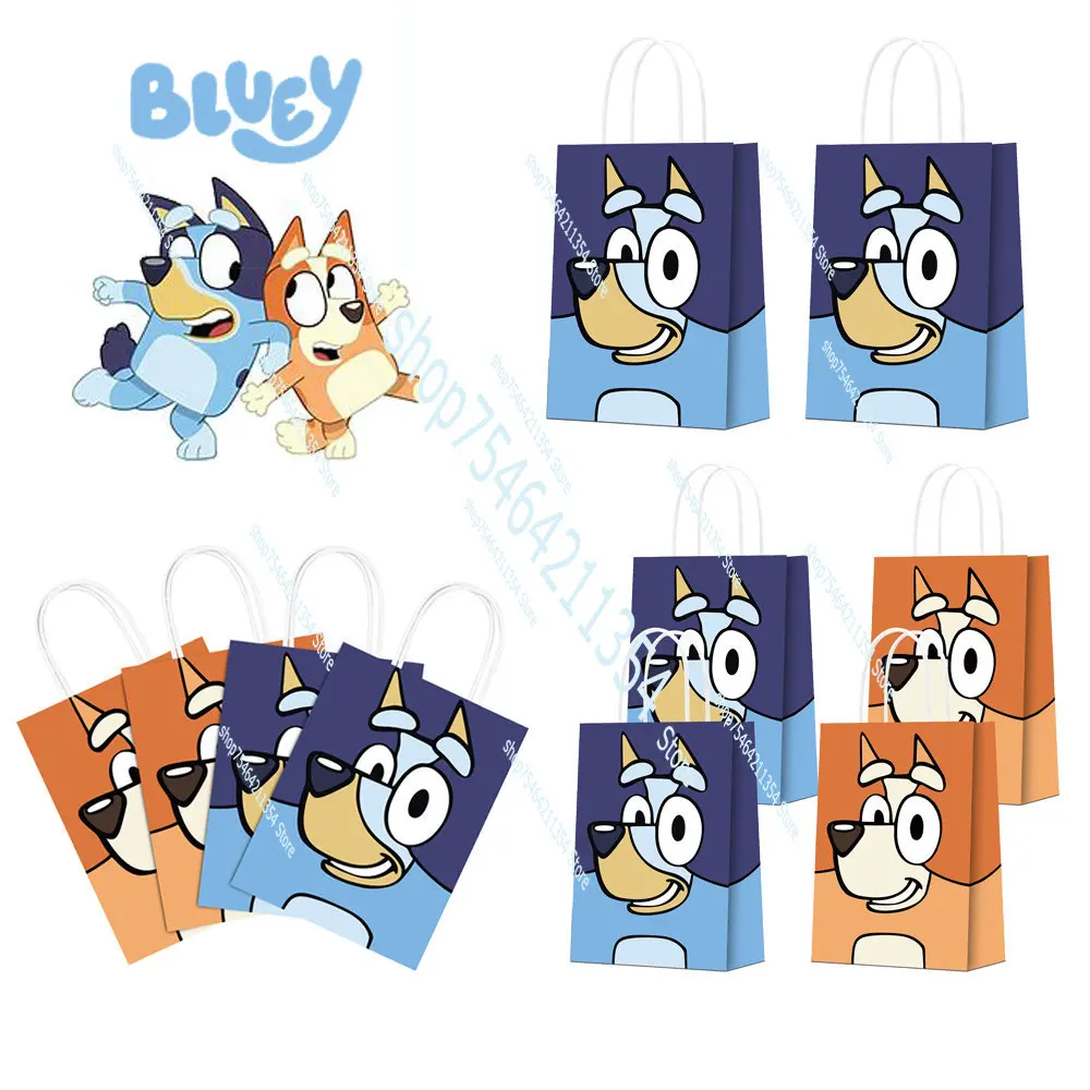 

15/20 Pcs Blueyes Kids Birthday Party Paper Anime Gift Bag Bingo Blue Dog Decoration Biscuit Candy Packaging Gift Party Supplies