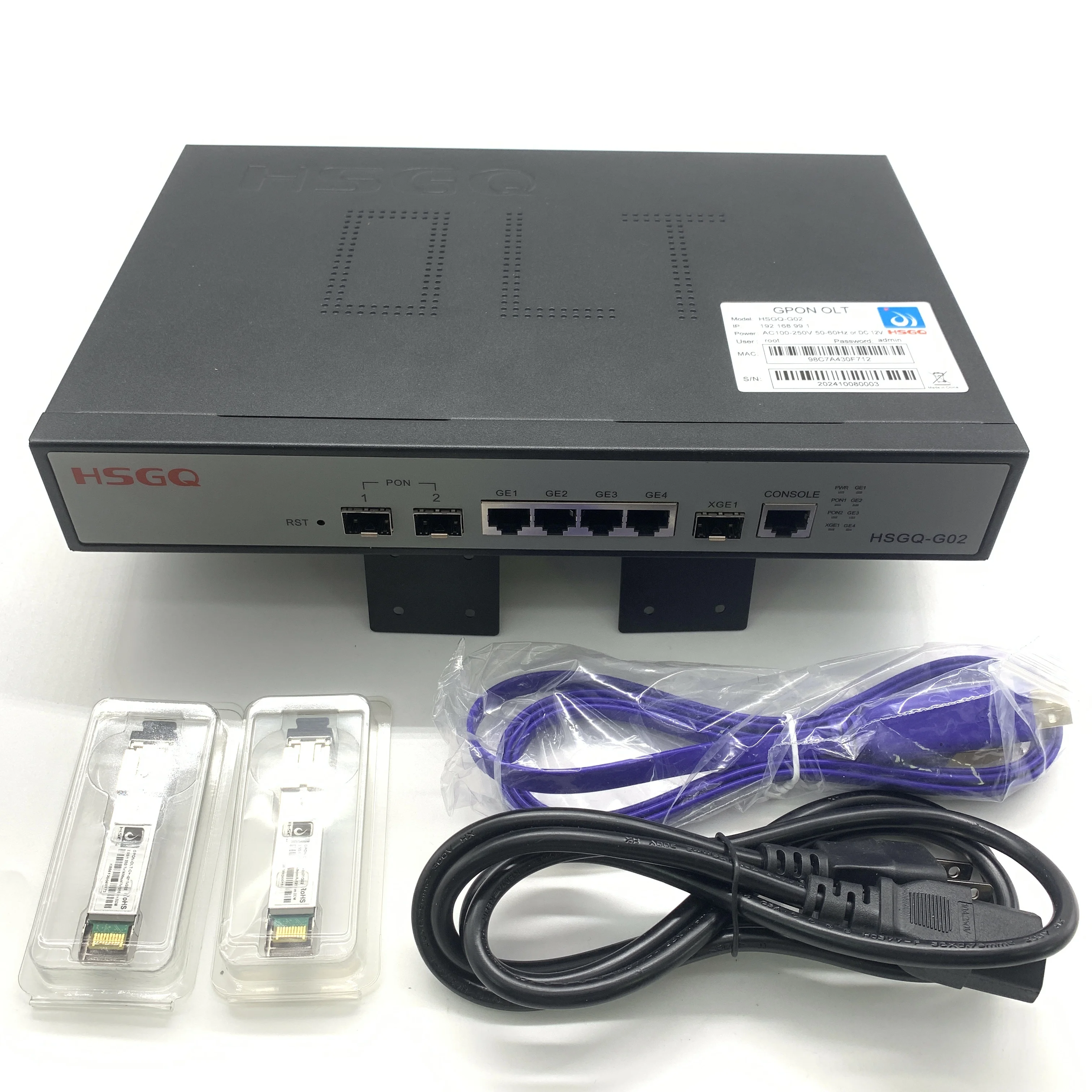 HSGQ GPON OLT 2PON 100-240 В 2-портовый SFP 256 ONU 10G Uplink C+ GBIC 100-240 В переменного тока 12 В постоянного тока Оборудование оптического волокна OLT (art.: 3920ca2c70db7) - 3920ca2c70db7