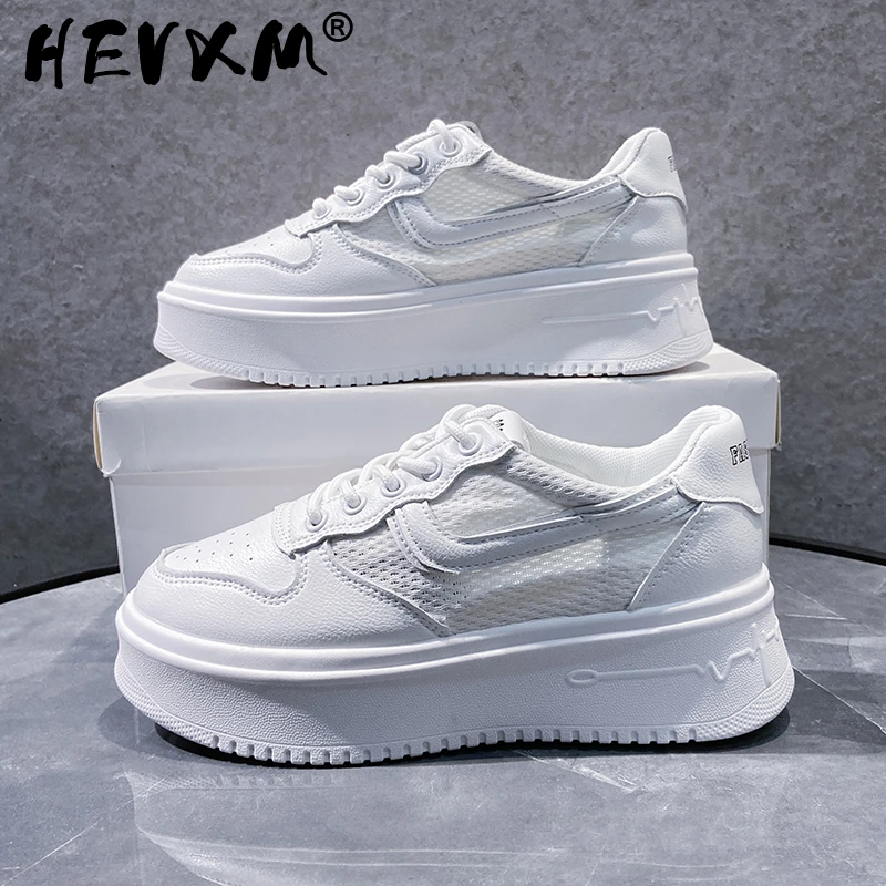 2023 New White Sneakers Women Fashion Comfortable Platform Vulcanize Shoes Lace Up Flats Casual Ladies Footwear Summer Basket