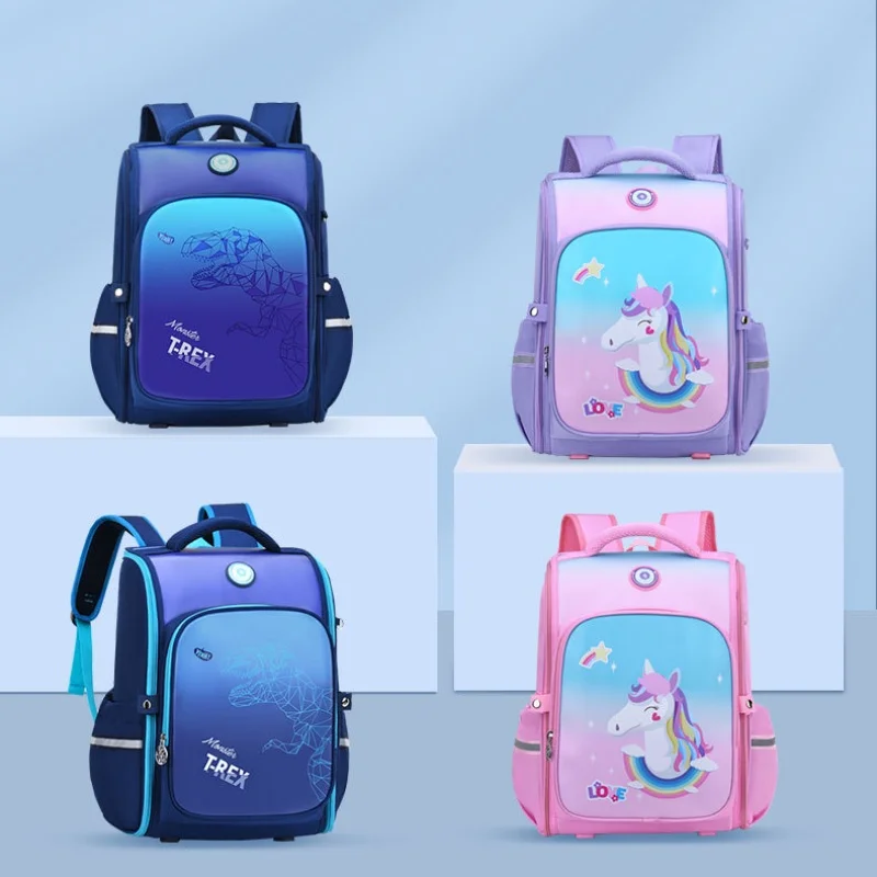 Girl Boy Cartoon Rainbow Unicorn Dinosaur Large Backpacks for Primary School Students New Children Fashion Cute Lightweight Bags
