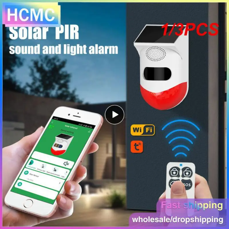 

1/3PCS WiFi Waterproof Solar Infrared Outdoor Motion Alarm Detector Security Monitor Sound Siren Alarm Remote Control Smart Life
