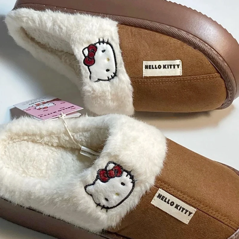 Плюшевые тапочки Hello Kitty зимние уютные теплые женские и мужские хлопковые