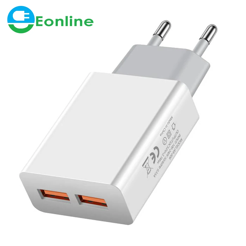 

EONLINE 5V 2.1A USB Charger for iPhone 13 12 pro max X 8 Fast Wall Charger EU Adapter for Samsung S21 Xiaomi Redmi Phone Charger
