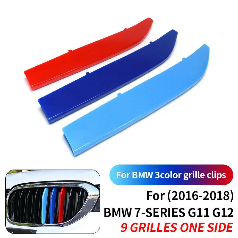 

3Pcs Car Grille Trim Front Grill Grille Cover Clip Trim Decal Stripe For BMW G11 G12 2016-2018 7 Series F01 F02 LCI 2014-2015