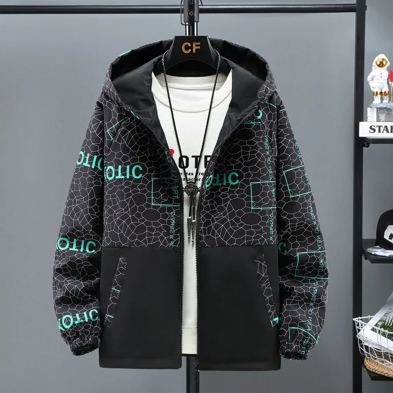 

[70-250 Kg Wear]jacket: Men's Spring and Autumn Trend, Handsome Large Jacket, Spring Student Loose Jacket