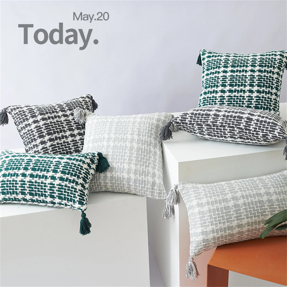 

Tassel Cotton Linen Cushion Cover Beige Decorative Texture Pillow Cover for Living Room Bedroom Pillowcases 30x50cm/45x45cm