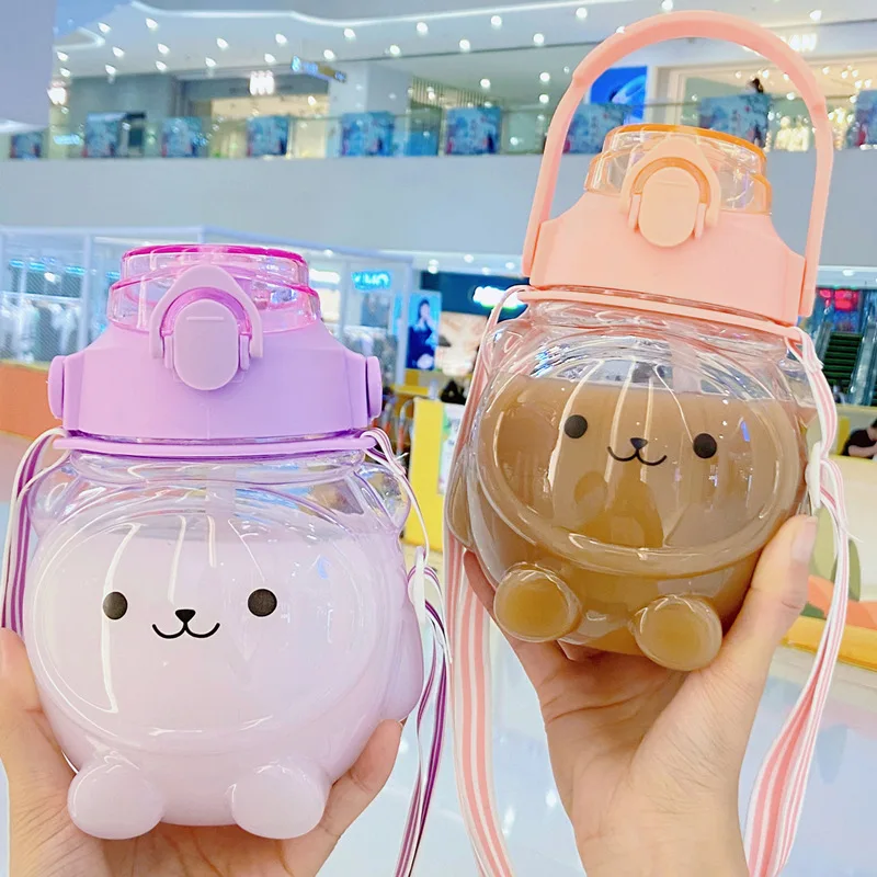 

1.3L Straw Cup Portable Cross Body Student Lovely Large Capacity Summer Cup