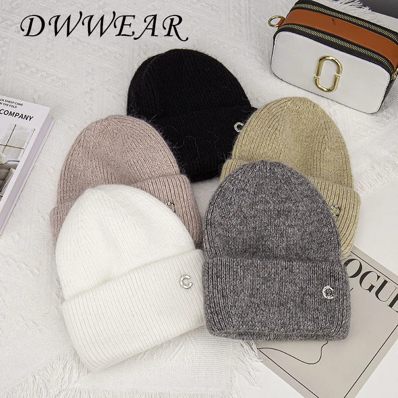 

Casual Women's Hats Cashmere Wool Knitted Beanies Autumn Winter Brand New Three Fold Thick 2022 Knitted Girls Skullies Beanies