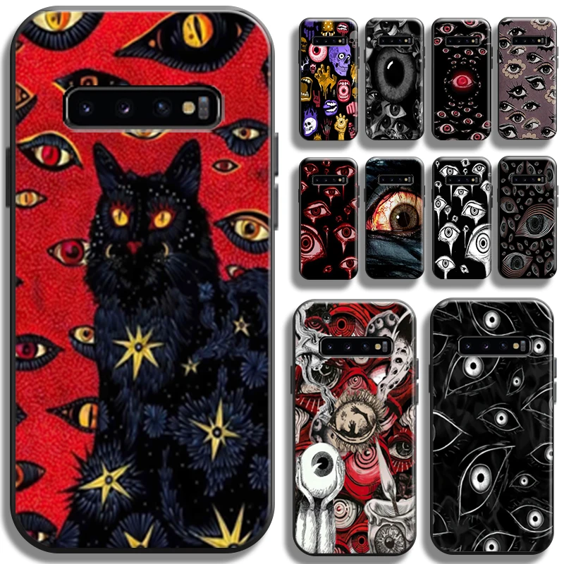 

Terror Evil Eyes Phone Case For Samsung Galaxy S10 5G S10E S10 Lite S10 S9 S8 Plus Funda Liquid Silicon Coque TPU Black Soft