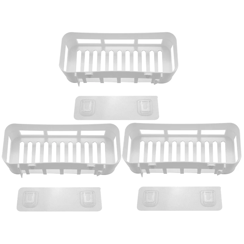 

3X Bathroom Wall Rack, 10 Lb Super Heavy Duty Bathroom Kitchen Waterproof And Oilproof Plastic Wall Basket(White)