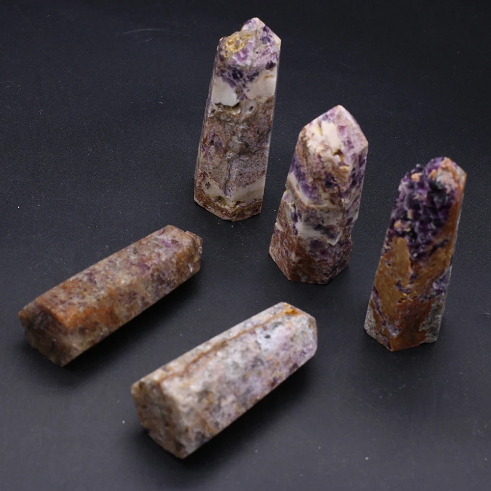 

Natural Stone Amethyst Crystal Tower Hexagonal Prism Jewelry Modern Home Crafts Desktop Decoration landscape Ornaments 70-80mm