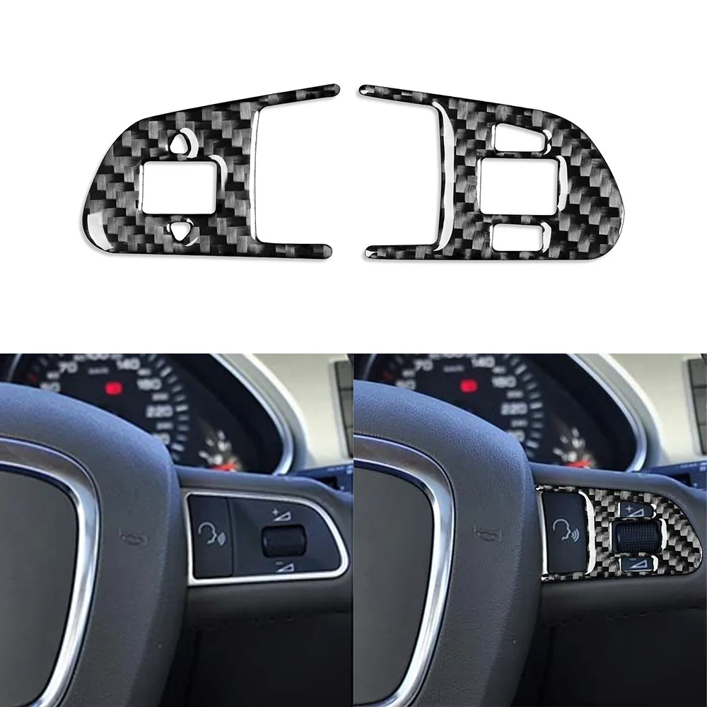 

For Audi Q7 2007-2015 Accessoire Voitures Real Carbon Fiber Steering Wheel Buttons Cover Car Interior Trim Sticker