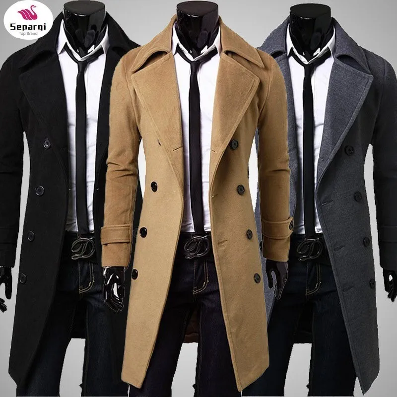 

Fashion Brand Autumn Jacket Long Trench Coat Men's High Quality Self-cultivation Solid Color Men's Coat Double-breasted Jacket