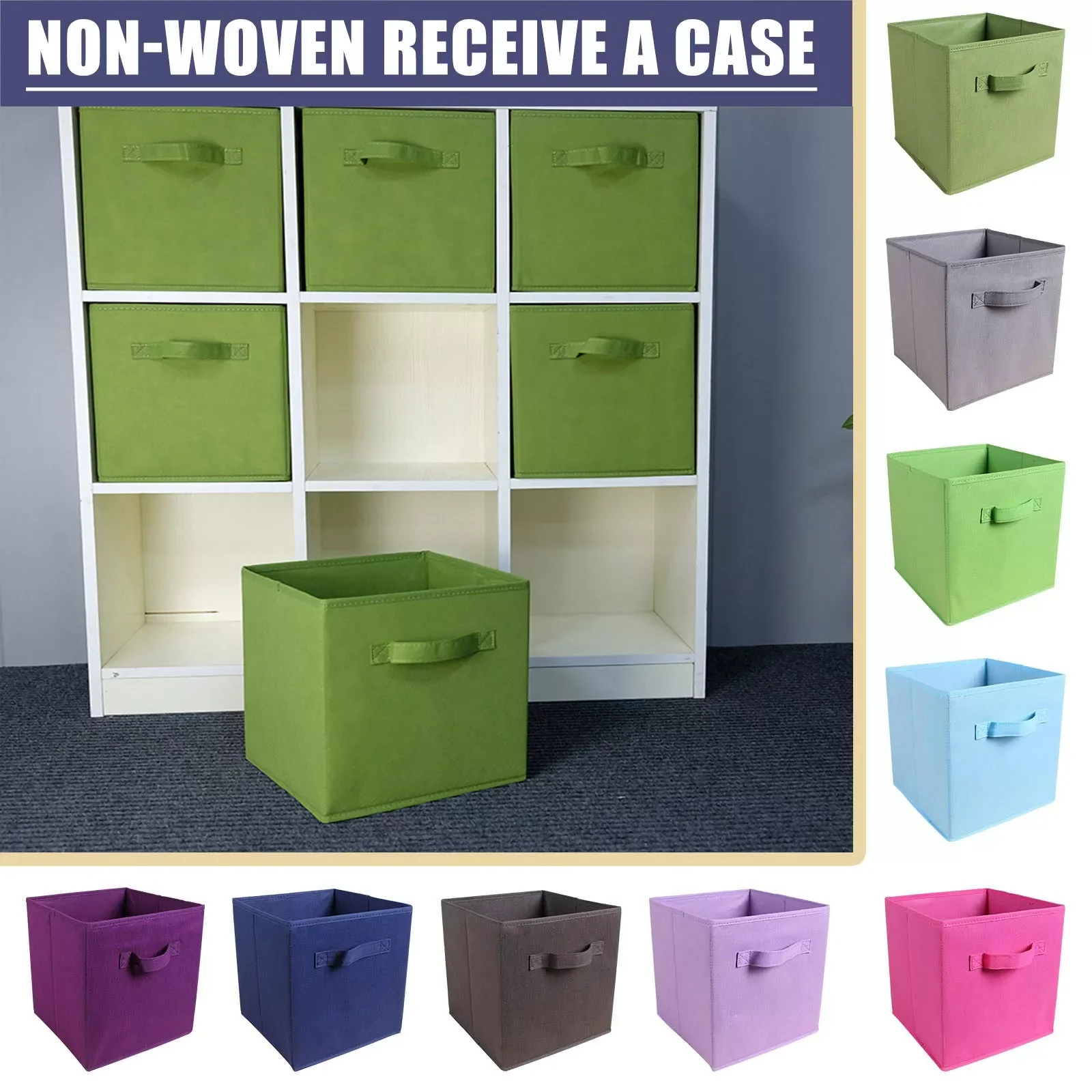 

Folding Non-woven Fabric Storage Box Cube Bin For Children Toys Sundries Organizer Storage Bins With Handle Storage Basket