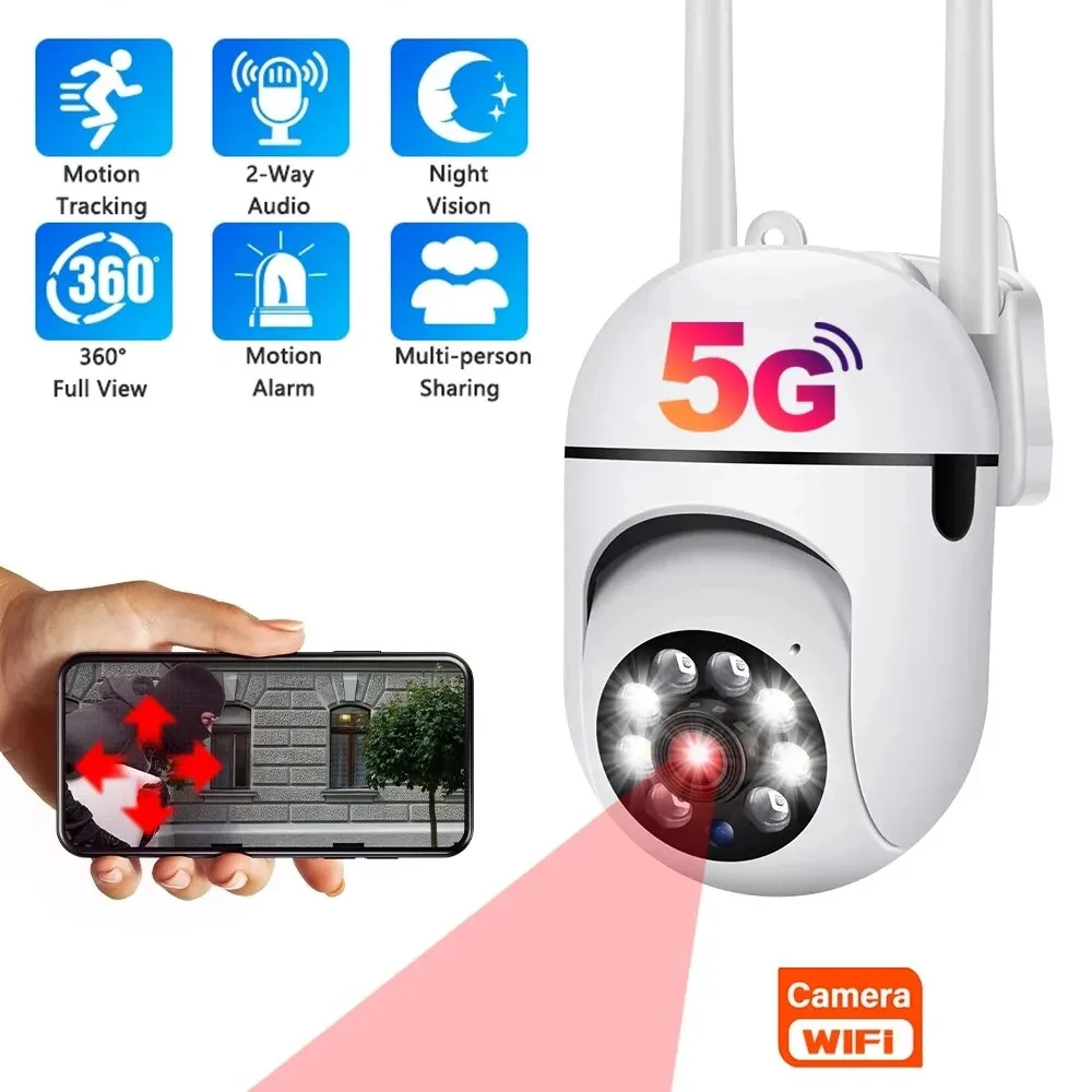

2.4G 5G Wifi IP Camera Outdoor Wireless Security Surveillance Camera AI Human Tracking Two Way Audio Night Color Cam 2MP 3MP