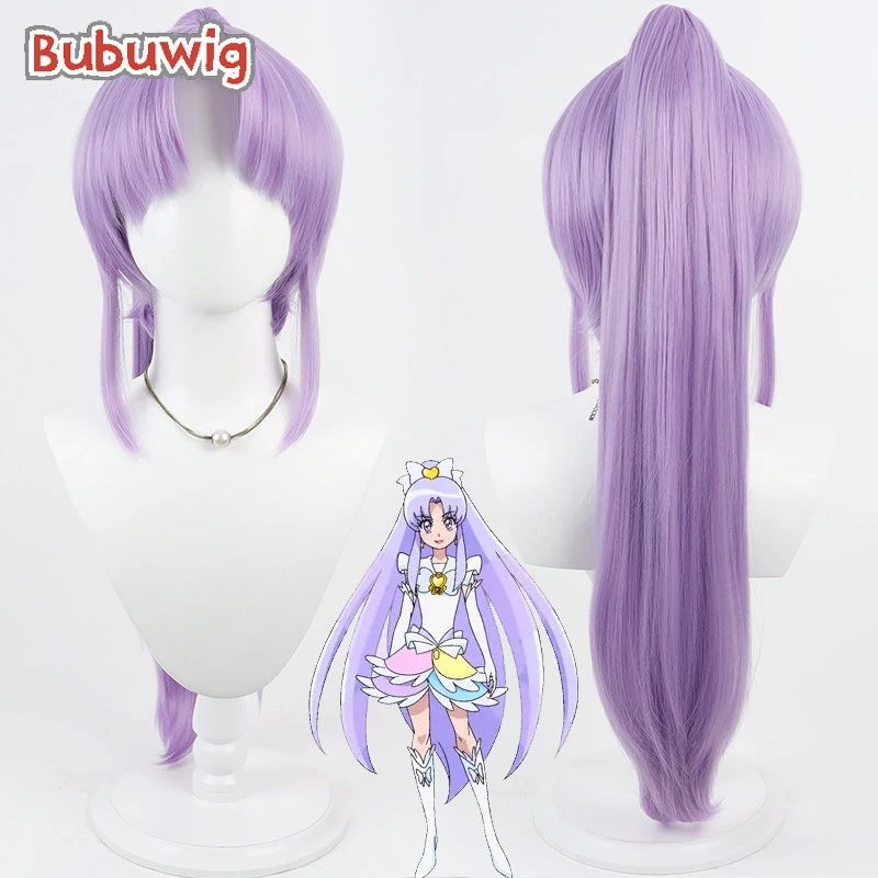 Фото Синтетический парик Bubuwig Hikawa Iona для косплея, Futari wa Pretty Cure Cure Fortune, 70 см, светло-фиолетовый, с хвостом, термостойкий №1