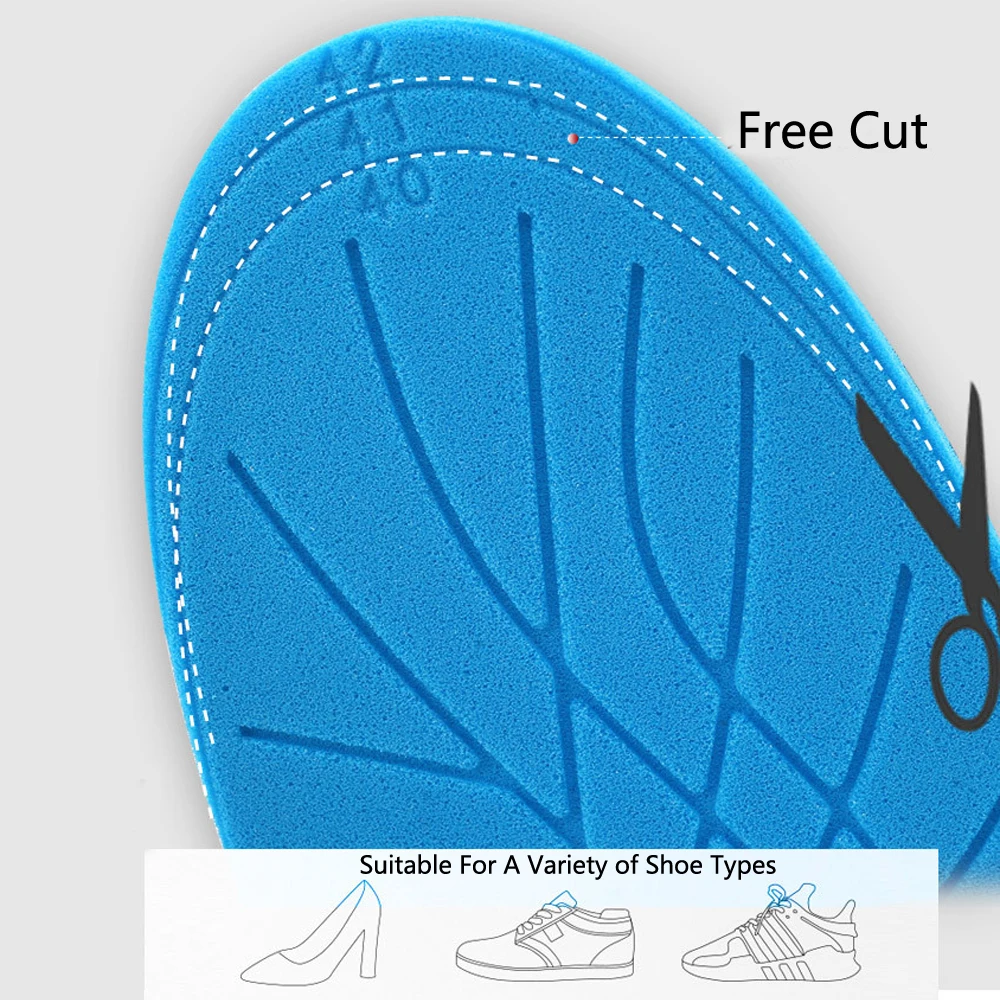 Memory Foam Insoles For Shoes Women Sweat Absorbent Foot Massage Sports Insole for Men Sneakers Arch Support Running Shoe Pad