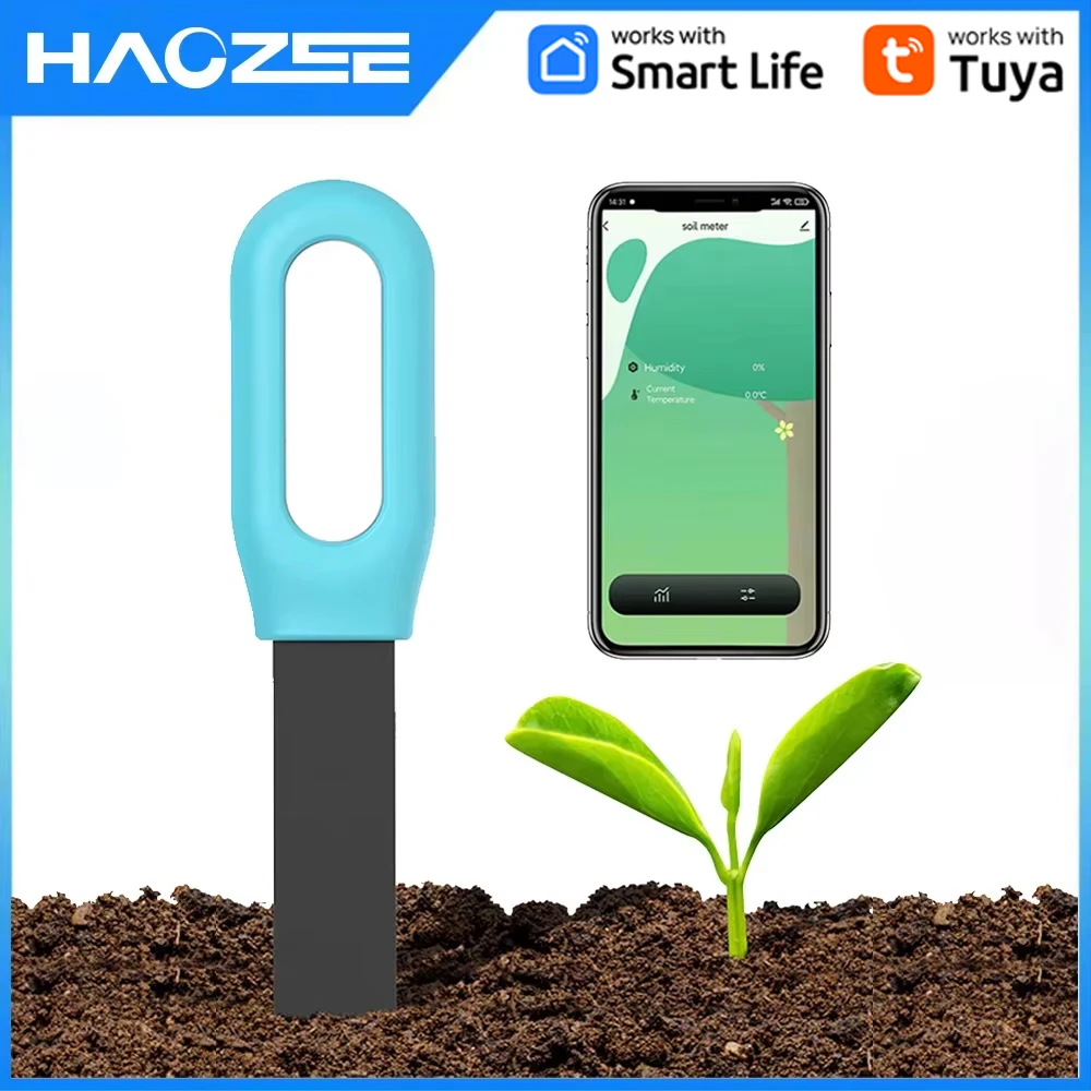 

Умный Bluetooth-тестер Почвы Haozee Tuya: Датчик Температуры И Влажности, Детектор Для Автоматизации Полива Сада С Термометром