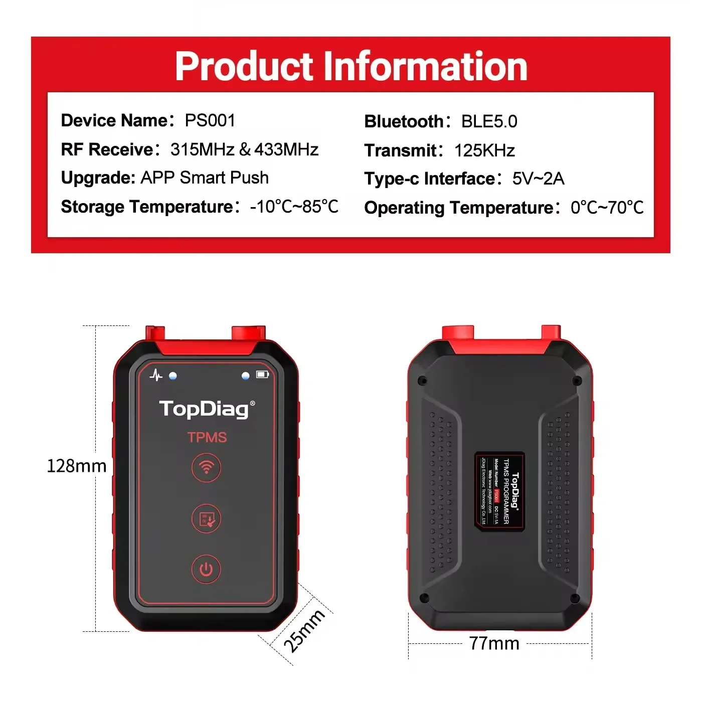 TopDiag PS001 Автомобильный TPMS диагностический сервисный инструмент Активация датчиков высвобождения Программа TPMS OBDII Комплект Инструмент для соответствия давления в шинах (art.: 3920cefe4e363) - 3920cefe4e363
