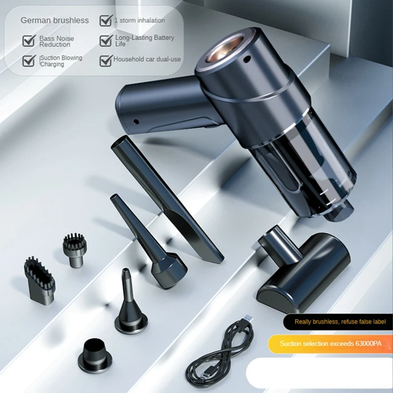 Беспроводной автомобильный пылесос мощный всасывающий ручной бытовой и двойной