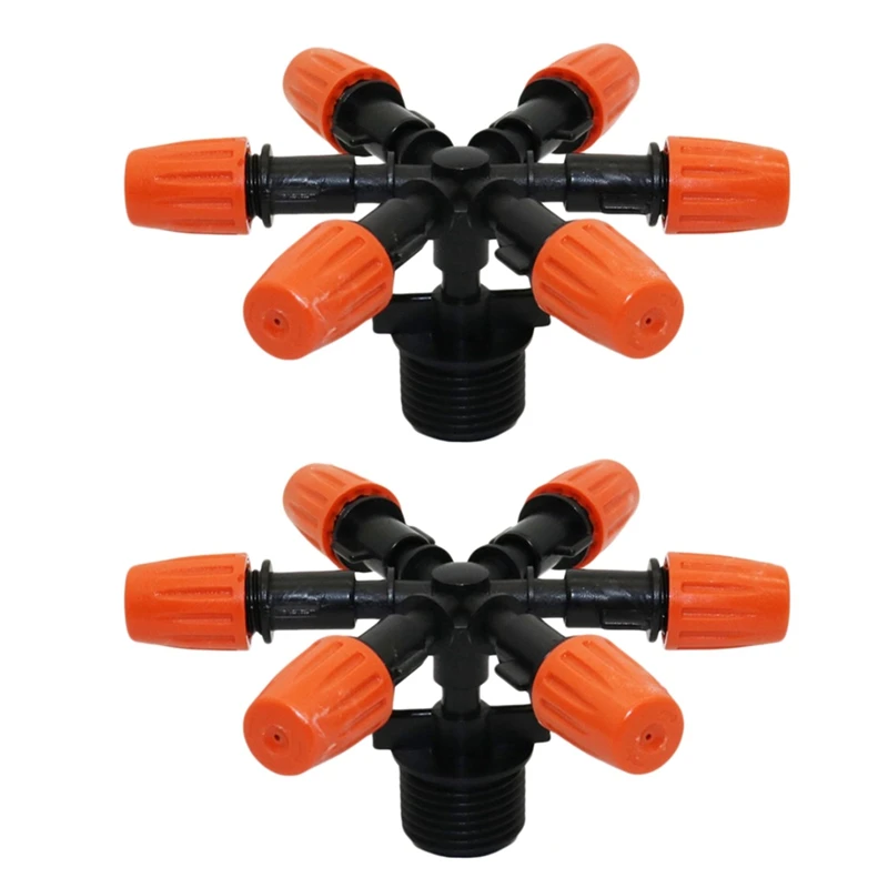 

6-Head Multi-Nozzle Sprinkler With 1/2 Inch Male Thread Adjustable Sprayer Greenhouse Industrial Cooling Nozzle 2Pcs