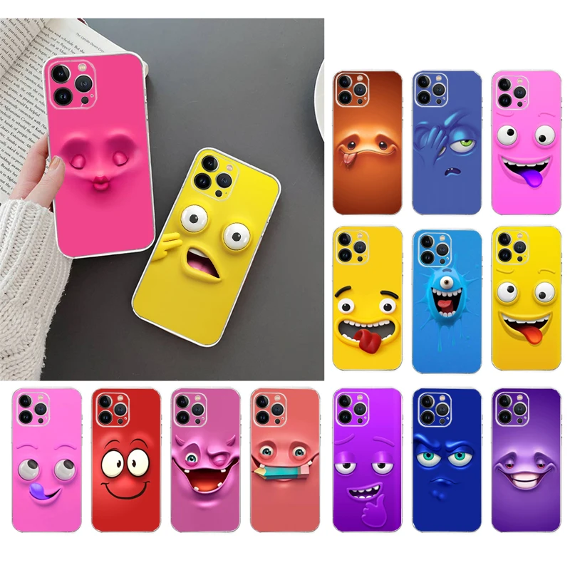 

Phone Case For iphone 14 13 12 11 Pro Max XS Max XR X 12mini 14 Plus SE Art Funny Faces Cartoon Case Funda Capa Cell