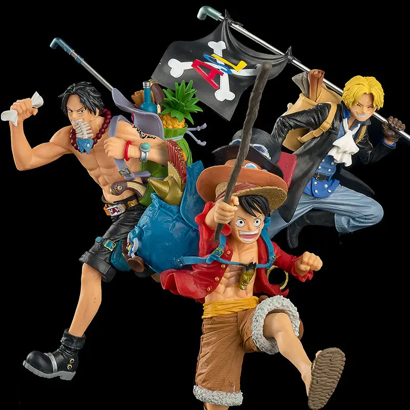 

Anime 21cm One Piece Figure Luffy Ace Sabo Treasure Action Three Brothers Running Toys Collection Model Doll for Children Gifts