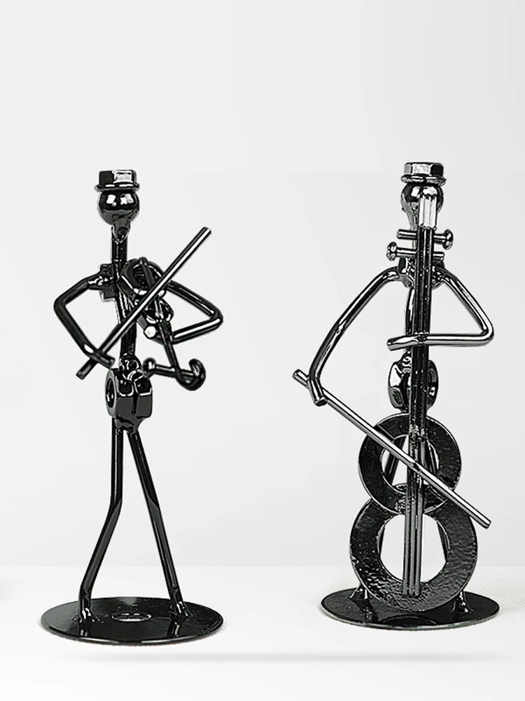 

Metal Musician Guitar Player Statue Band Musical Instrument Iron Art Collectible Figurine Home Cafe Office Book Shelf Decoration