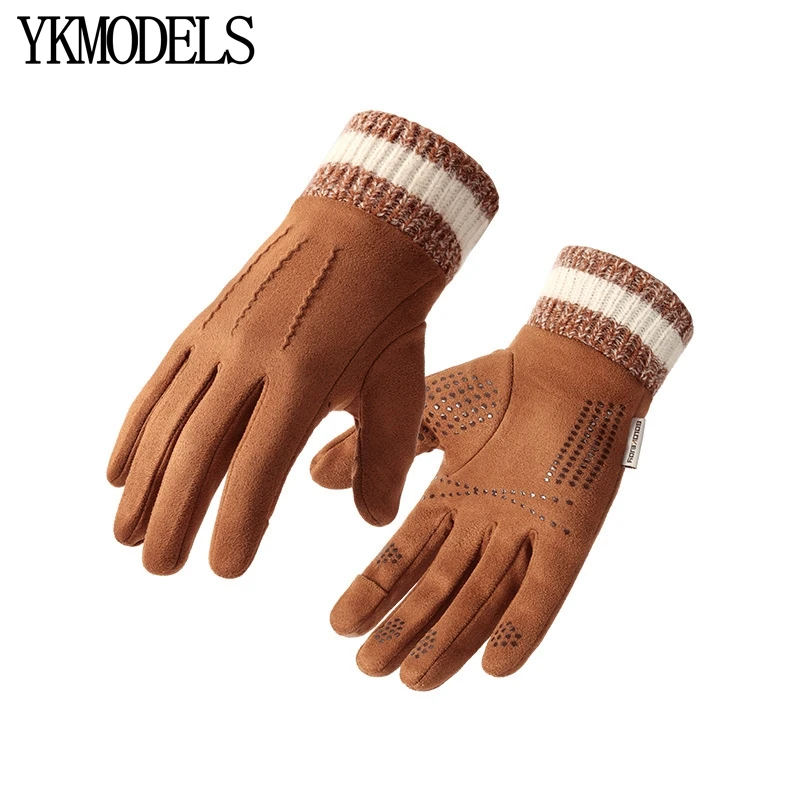 

Замшевые Зимние теплые перчатки с сенсорным экраном, велосипедные перчатки для тренировок, велоспорта, пешего туризма, лыжного спорта, езды на мотоцикле, перчатки с закрытыми пальцами для женщин и мужчин