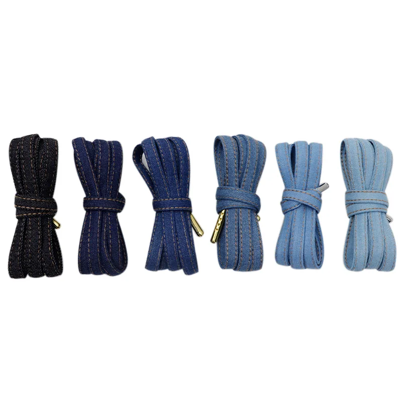 (30Pairs/Lot) Weiou Premium 8mm Width BlackNavyBlue Flat Denim Shoelaces Heavy Duty Wear-resistant Shoe Laces For Sneakers Kicks