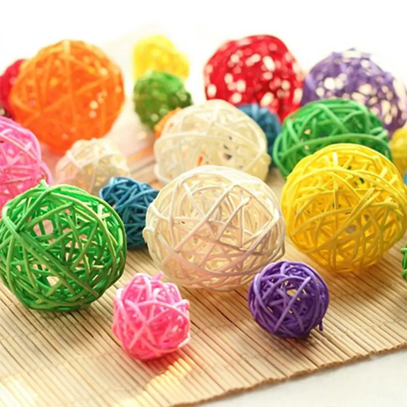 

10Pcs Mixed 3CM Round Shape Rattan Ball Sepak Takraw For Christmas Birthday Party Home Wedding Party Decoration Sepaktakraw Tool