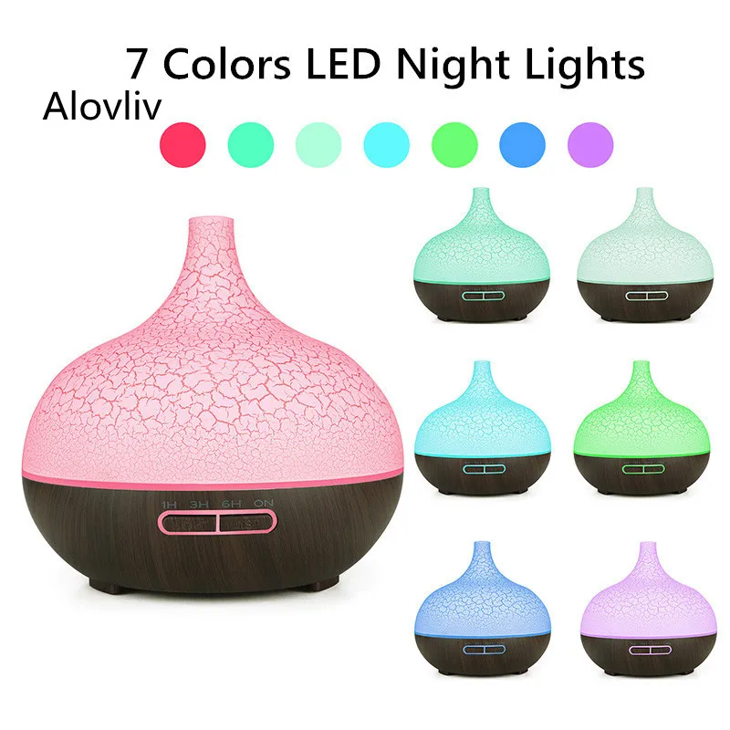 

400 мл аромадиффузор из древесного зерна для дома ультразвуковой увлажнитель воздуха с разноцветными огнями туманообразователь мини-офисны...