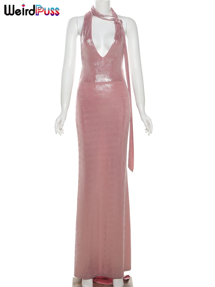 Женское длинное облегающее платье с бахромой открытой спиной и глубоким