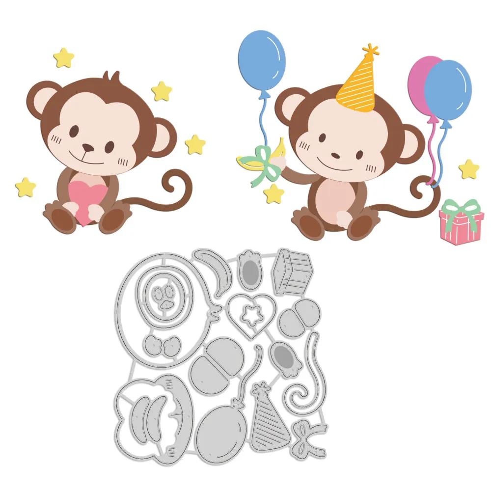 

1PC Monkey Metal Cutting Dies Animals Die Cuts for DIY Scrapbooking Festival Birthday Wedding Cards Making Album Envelope