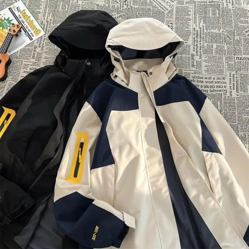 Мужская уличная куртка в американском стиле с цветными блоками весенне-осенняя