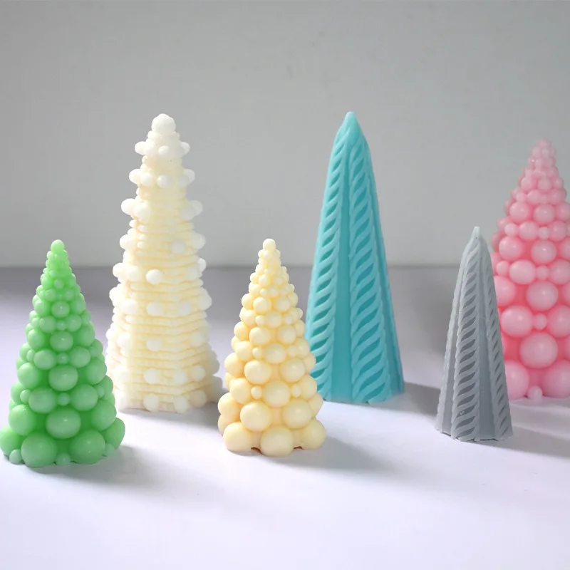 

Bubbles Christmas Tree Candle Mold DIY Handmade Home Decoration Fragrance Candle Wax Mould Navida Gift Gypsum Silicone Mold