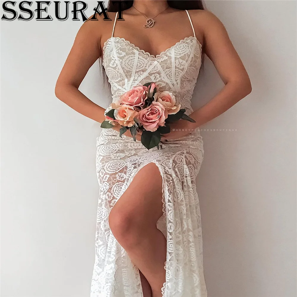 

Женское вечернее кружевное платье SSEURAT, лоскутное платье макси на бретелях-спагетти с V-образным вырезом, сексуальное свадебное Клубное пла...