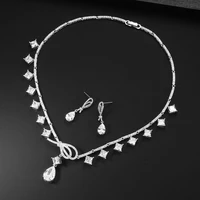 funmode new simple sweet bridal zircon necklace earrings two piece suit wedding dress accessories banquet dress jewelry fs490