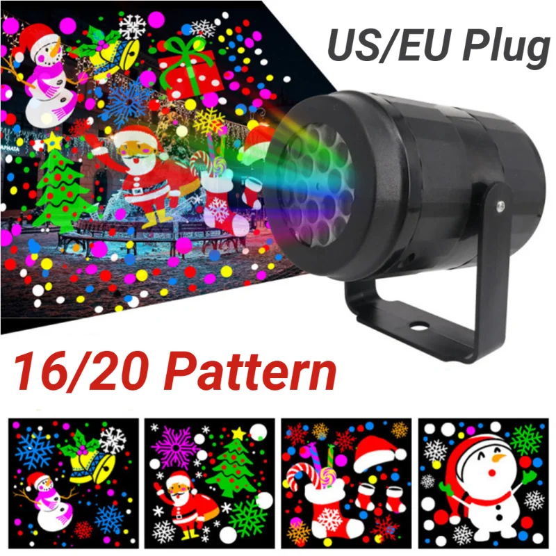 

16 Pattern Christmas Led Stage Light Party Lights Snowflake Laser Projector Rotating Xmas Pattern Outdoor Christmas Decoration