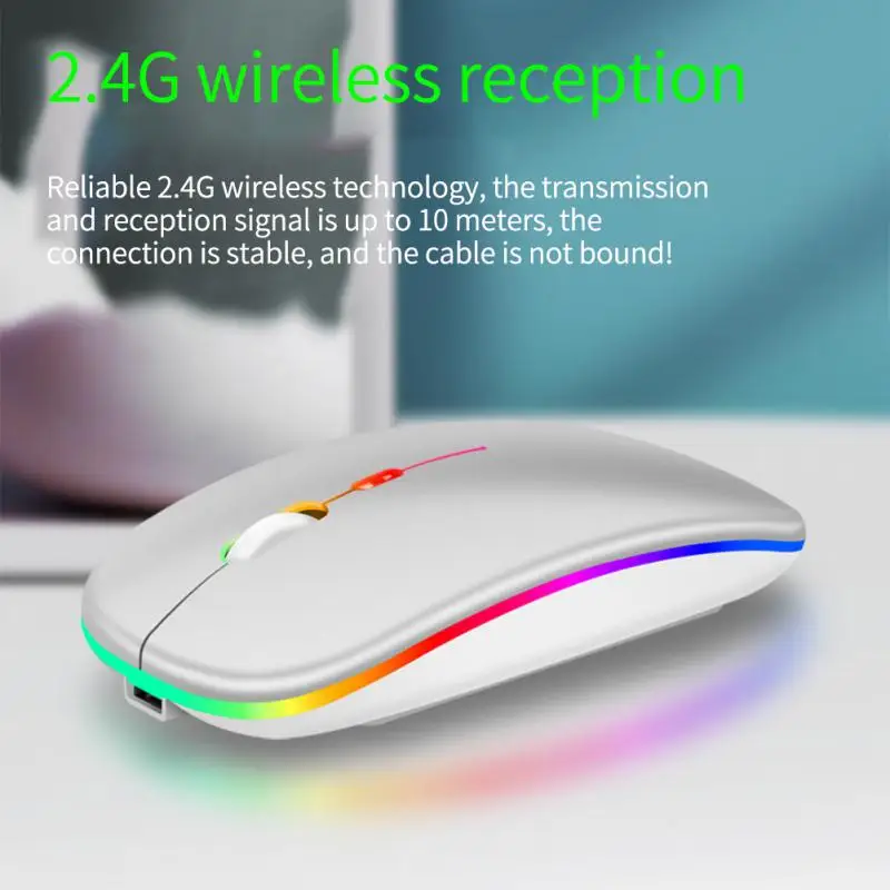 

Portable Adjustable Computer Silent Mouse Rgb Wireless Mouse Led Backlit 1600 Dpi Ergonomic Gaming Mouse For Laptop Pc 4 Buttons
