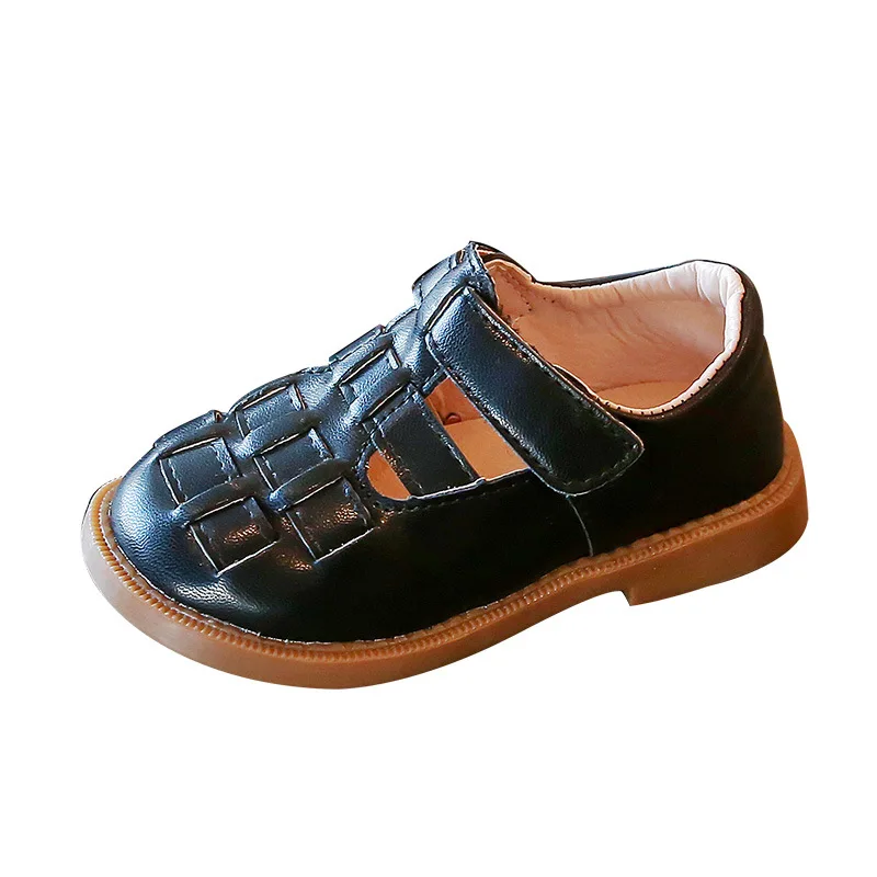 

Fashion Korean Weaved Girls' Leather Shoes Round Head Retro School Shoes Spring Fall 2022 Hook and Loop Toddler Kid Shoes