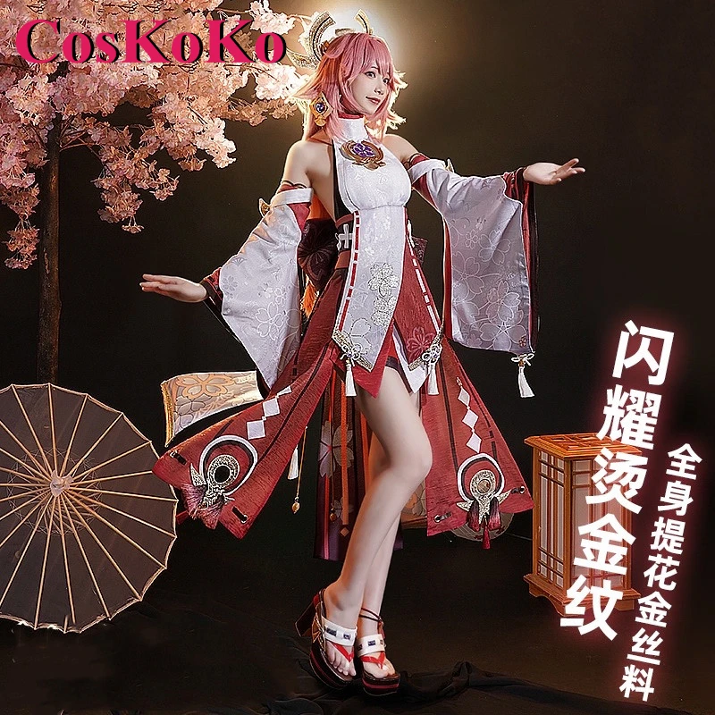 

CosKoKo Yae Miko Косплей Аниме игра Genshin ударопрочный костюм Великолепная элегантная форма платье Хэллоуин