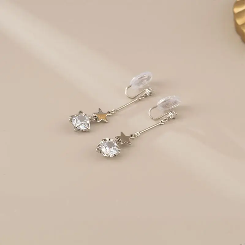 Tianxian Peifu Mosquito Coil Ear Clip without Pierced Women New Student Par Exquisite Long Five-Pointed Star Earrings Earri...