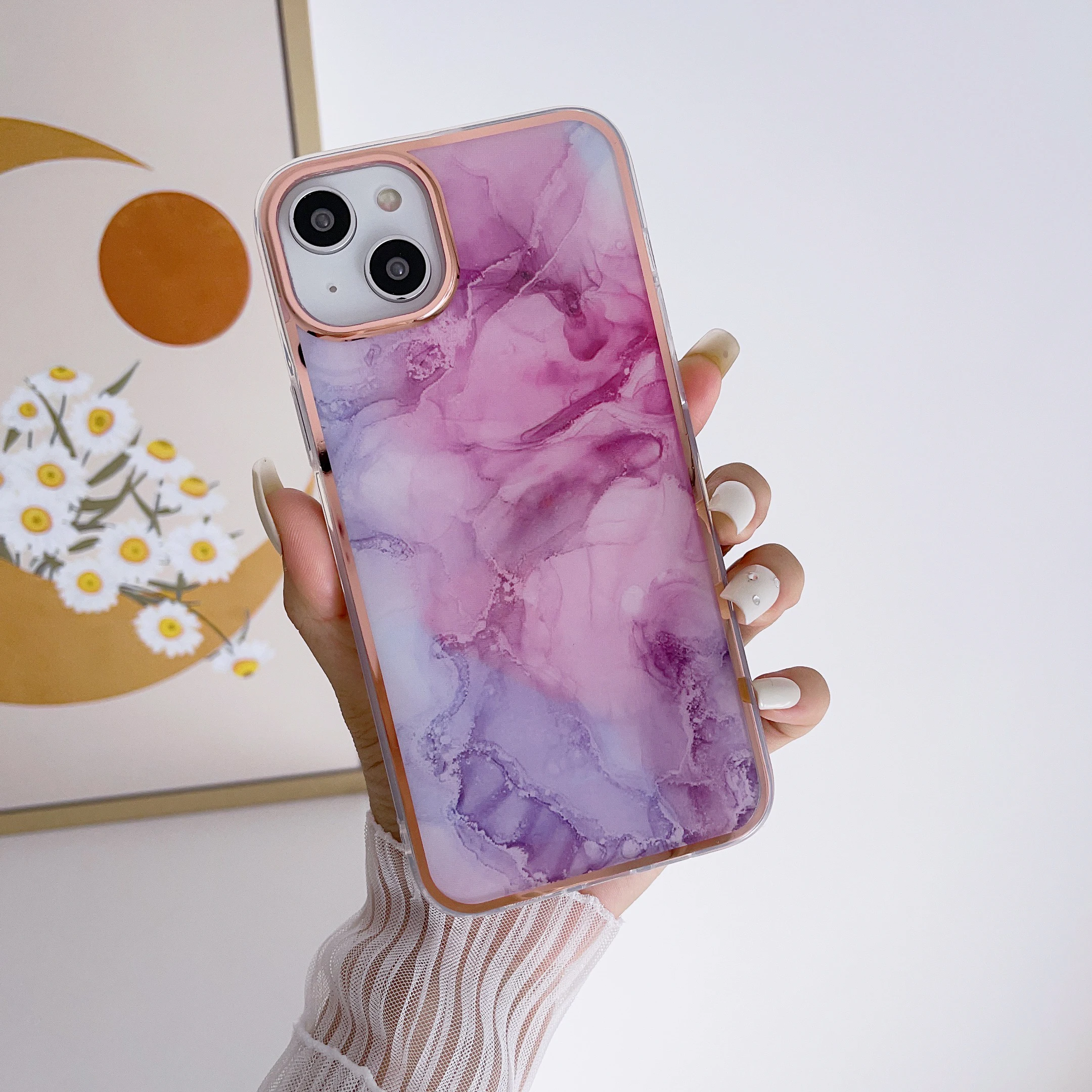 

Чехол для телефона с покрытием для iPhone 13 12 11 14 Pro Max X XS XR 7 8 Mini Plus мраморный Блестящий Модный Роскошный противоударный чехол