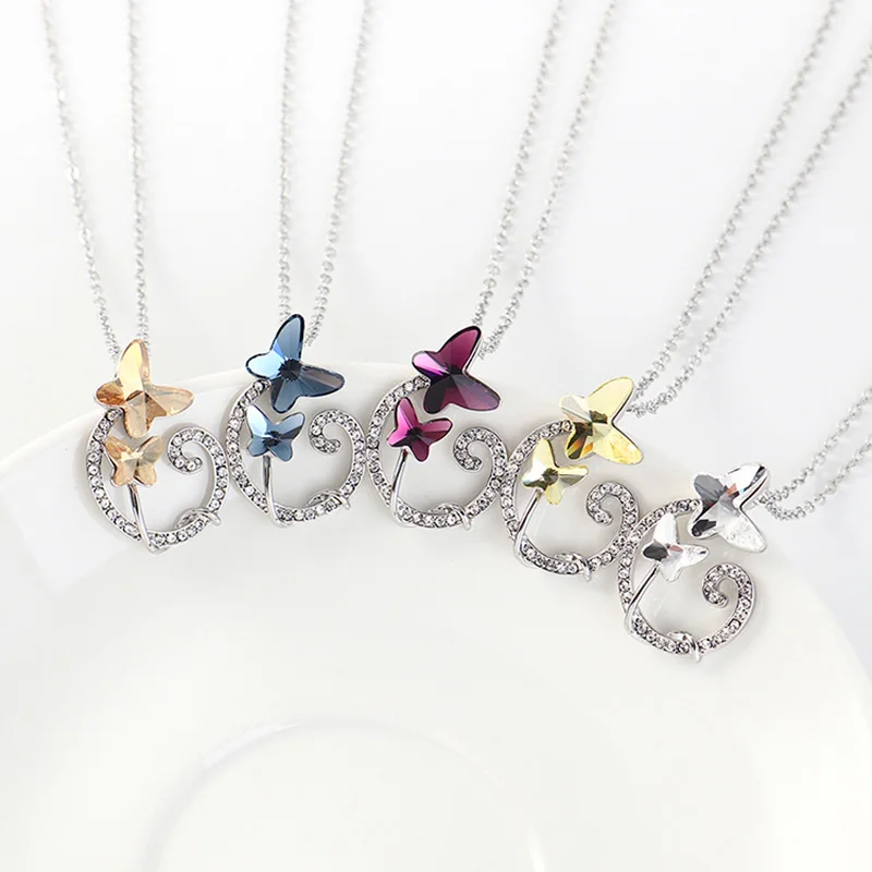 Новое ожерелье с подвеской-бабочкой оригинальные Кристаллы из австрийской глины