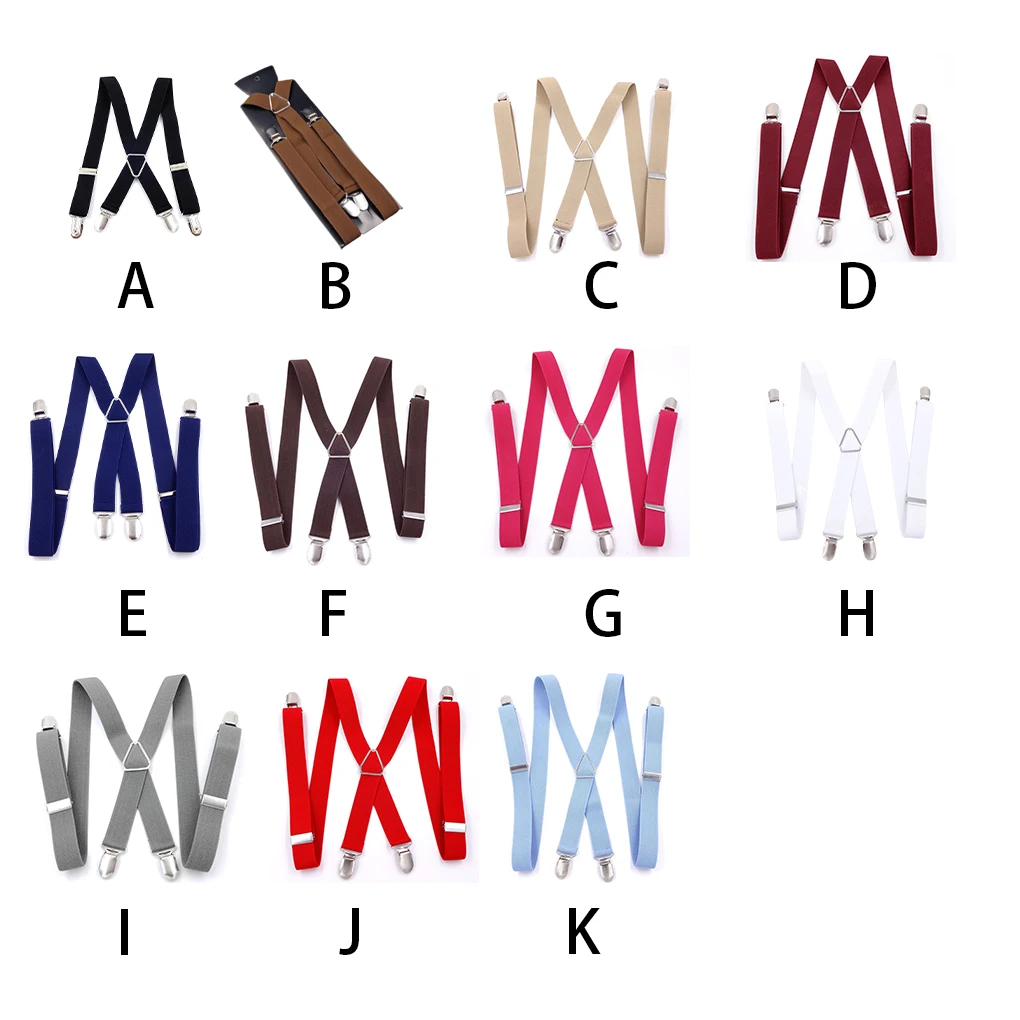 

X Shaped Suspender Pants Strap with 4 Grippers Photography Trouser Brace Belt Clip for 160-195cm Height Business Coffee