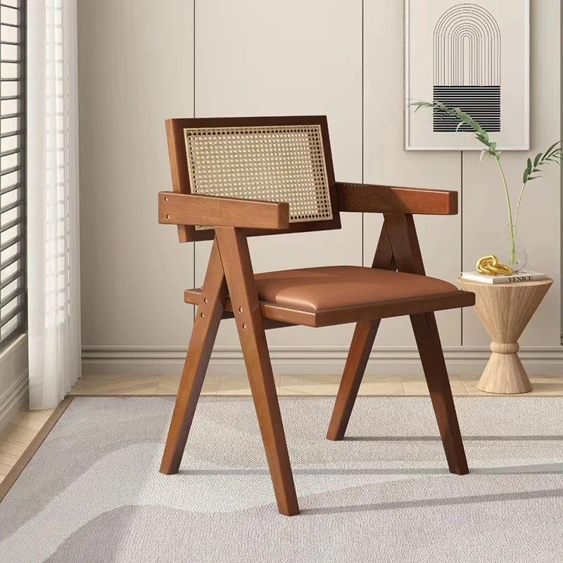 Деревянные обеденные стулья для спальни дизайн рук из ротанга офисные гостиной