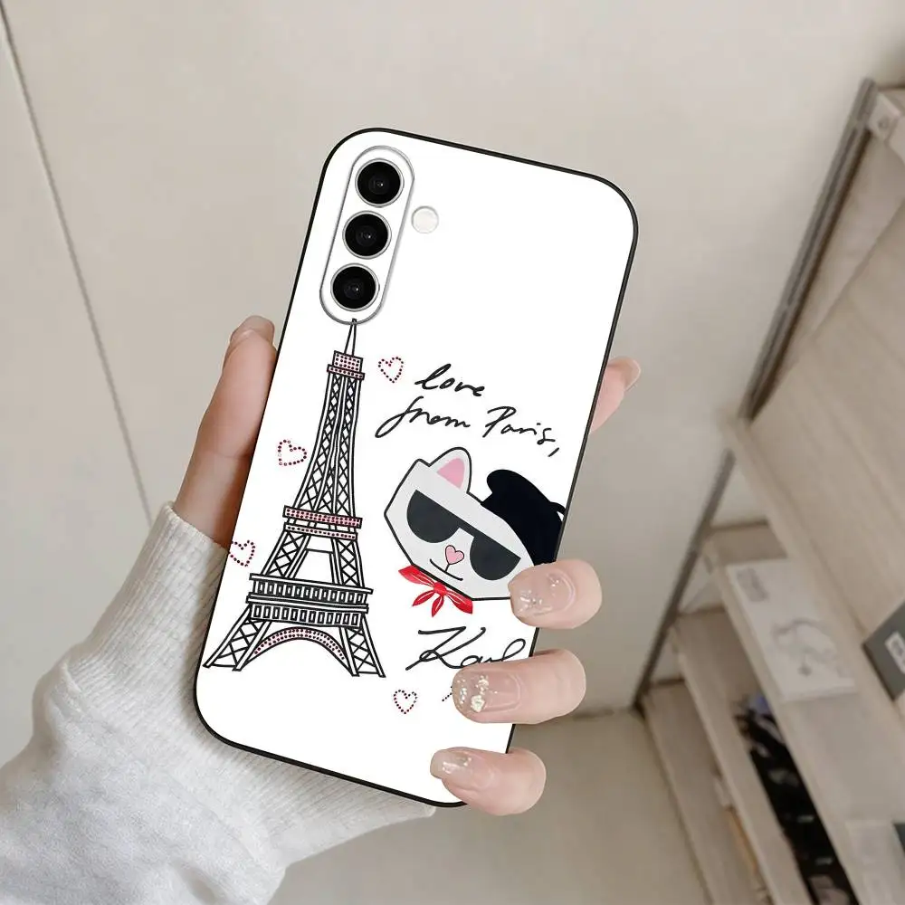 Фото Чехол для телефона K-Karls Lagerfelds Cat Gift, черный, силиконовый, мягкий, для Samsung Galaxy A73, A72, A71, A70, A53, A52, A51 №5