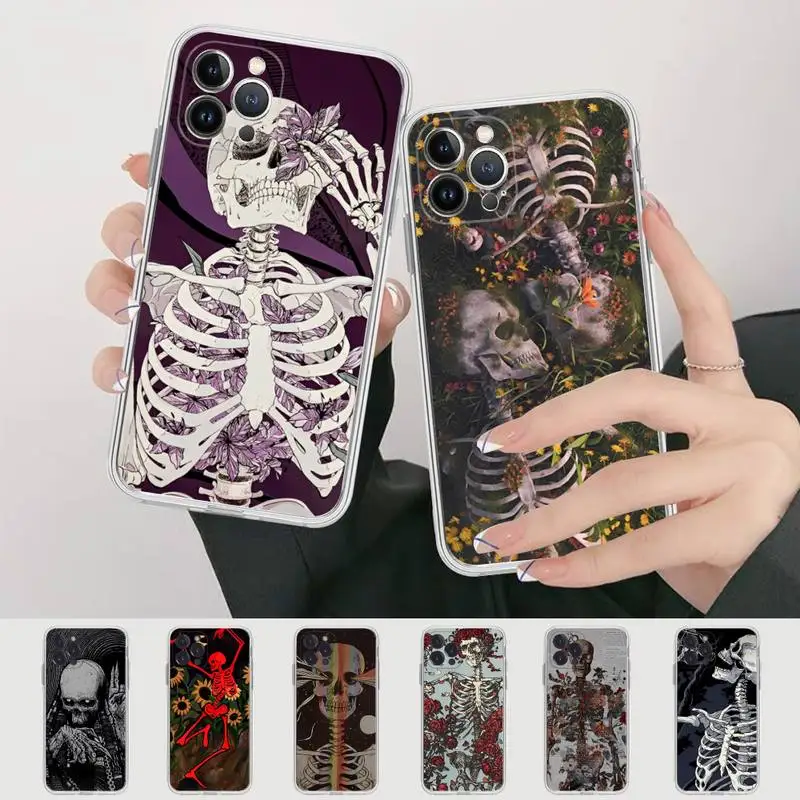 

Gothic Fashion Skull Phone Case For iPhone 14 13 12 Mini 11 Pro XS Max X XR SE 6 7 8 Plus Soft Silicone Cover