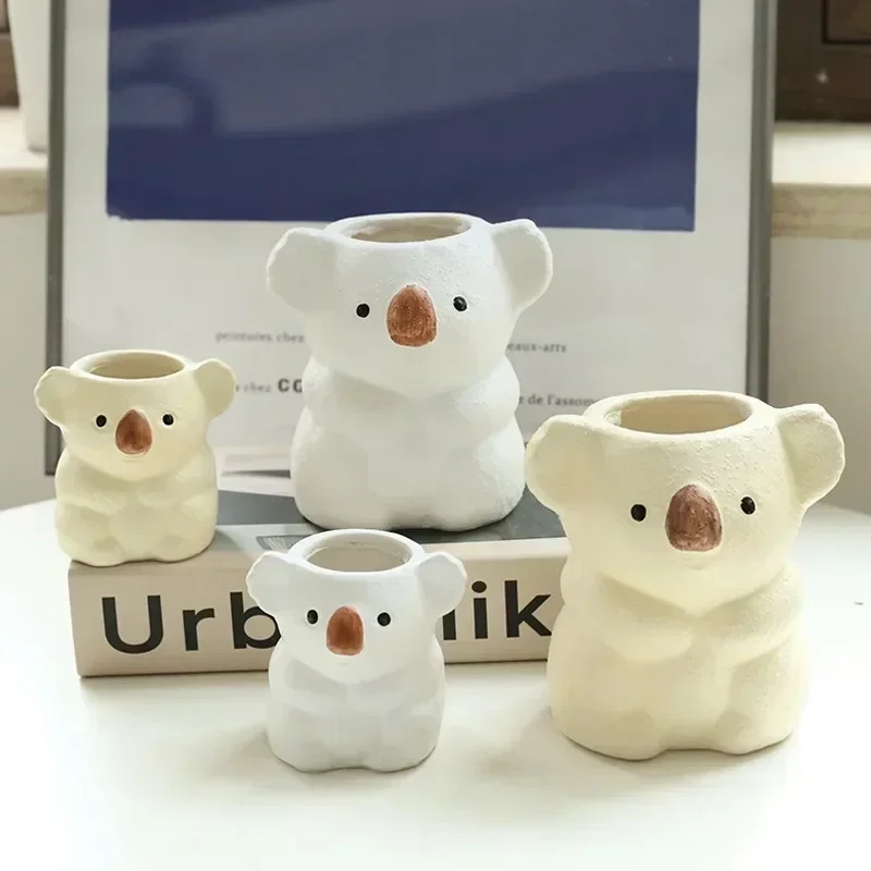 Милая Маленькая ваза Koala искусственная смола растения в горшке настольные
